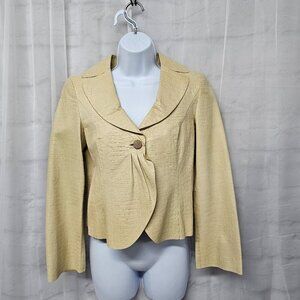 Vintage Armani Collezioni Butter Tan Leather Embossed Jacket Boho Retro 4
